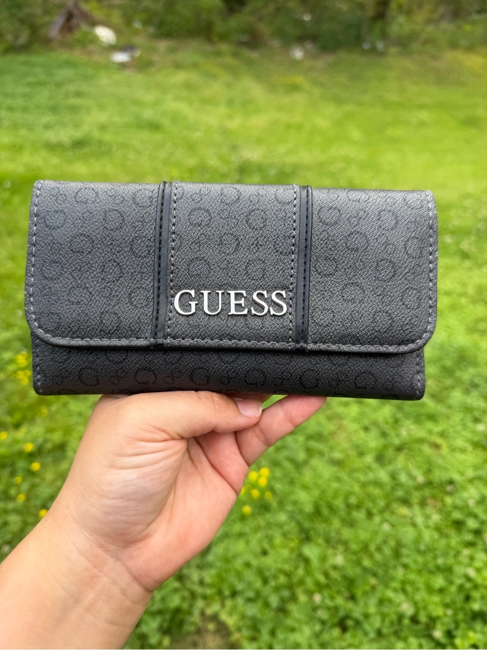 Guess Black Logo Continental Wallet